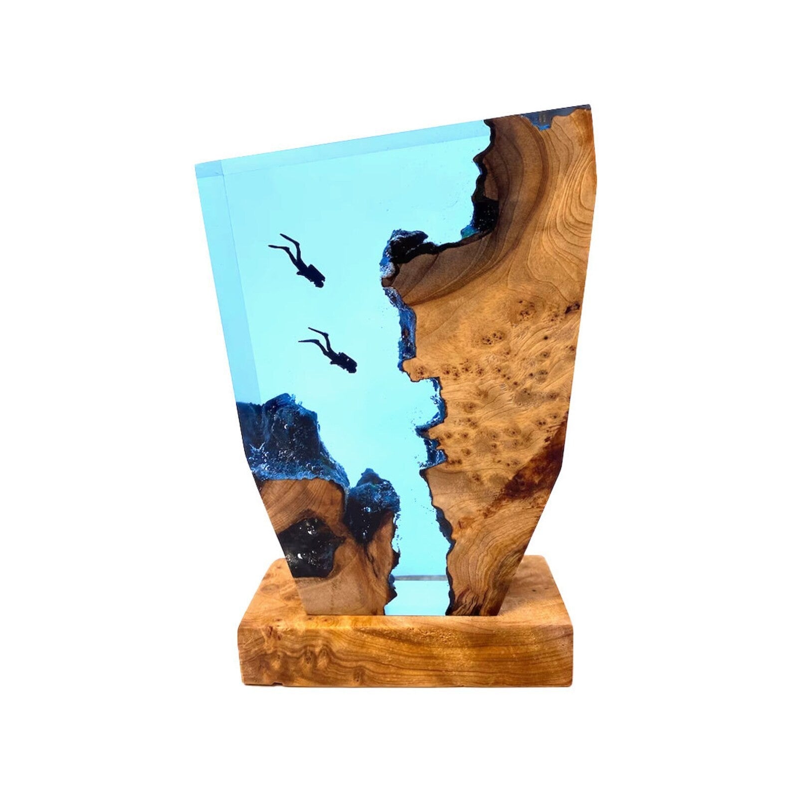 Diver Night Light Scuba Diving Deep Sea Exploration Wood Lamp Free Diving Unique Decoration Gift Christmas Gift